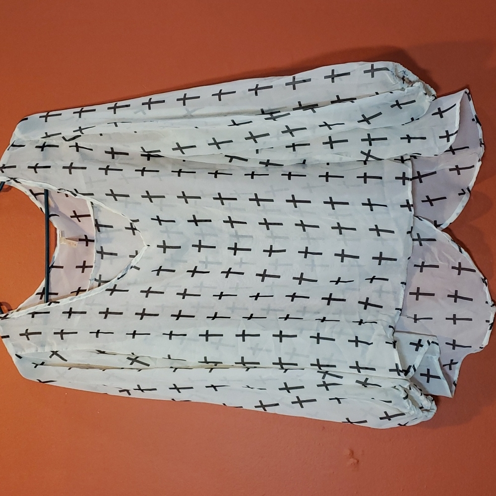 Sheer cross pattern blouse